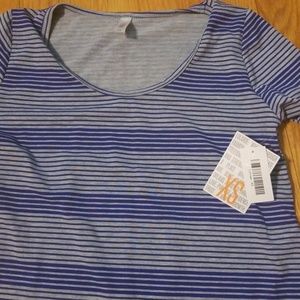 Lularoe NWT XS Lynnae Blue & Gray Stripes